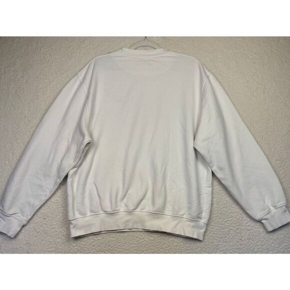 Vintage Y2K Nike Sweatshirt Cream Embroidered Gold Swoosh Crewneck Silver Tag M - Picture 2 of 7